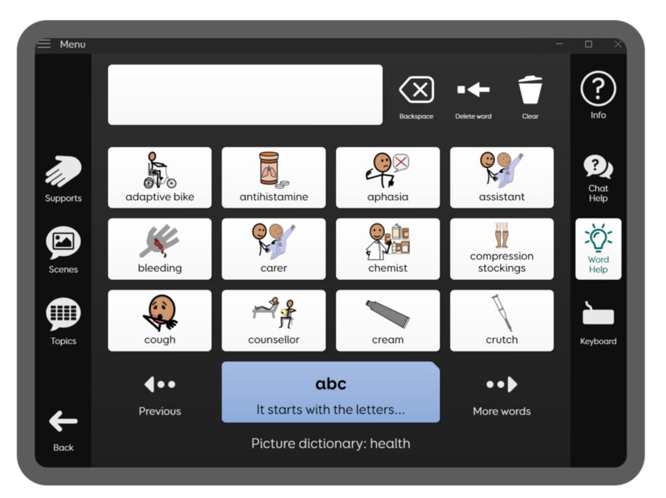The Picture Dictionaries are a useful feature if you know the category your word is in – for example ‘nature’, ‘clothes’ or ‘feelings’.  