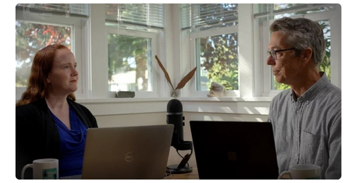 Mel and Chris recording the Podcast together