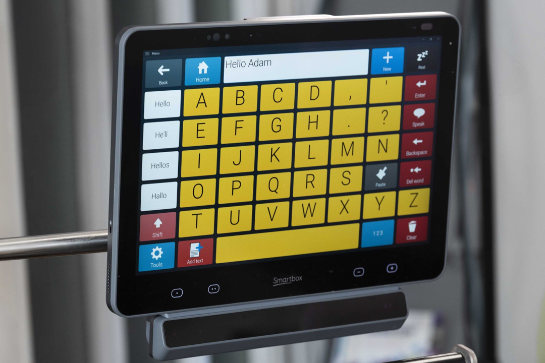 Fast Talker software on a Grid Pad 16 with a Vida eye gaze enclosure