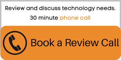 Book a review call. 30 Minutes. Orange button with black text.