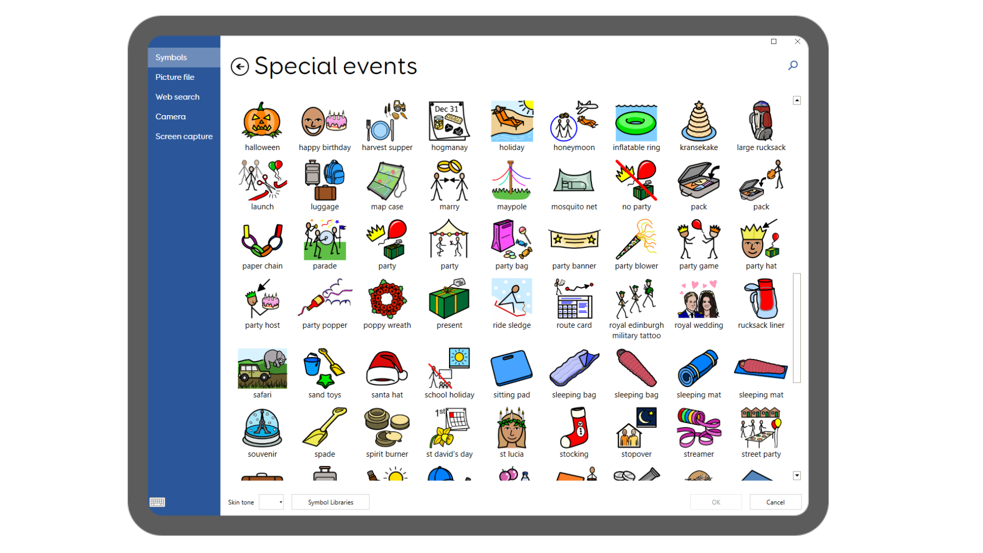 Expanded Vocabulary for Daily Life - new Widget Symbols for special events