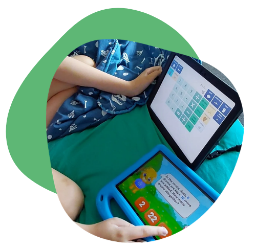 Tristan using his calculator on the Talk Pad.