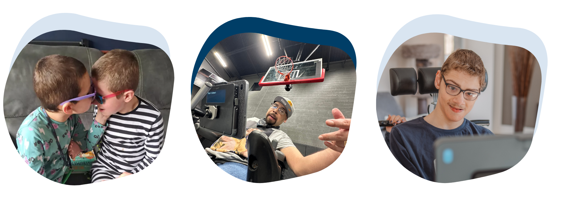 three images in circle shape left to right: brothers Tristan and Sullivan, Grid user, rapper Tbonez and another Grid user from Germany