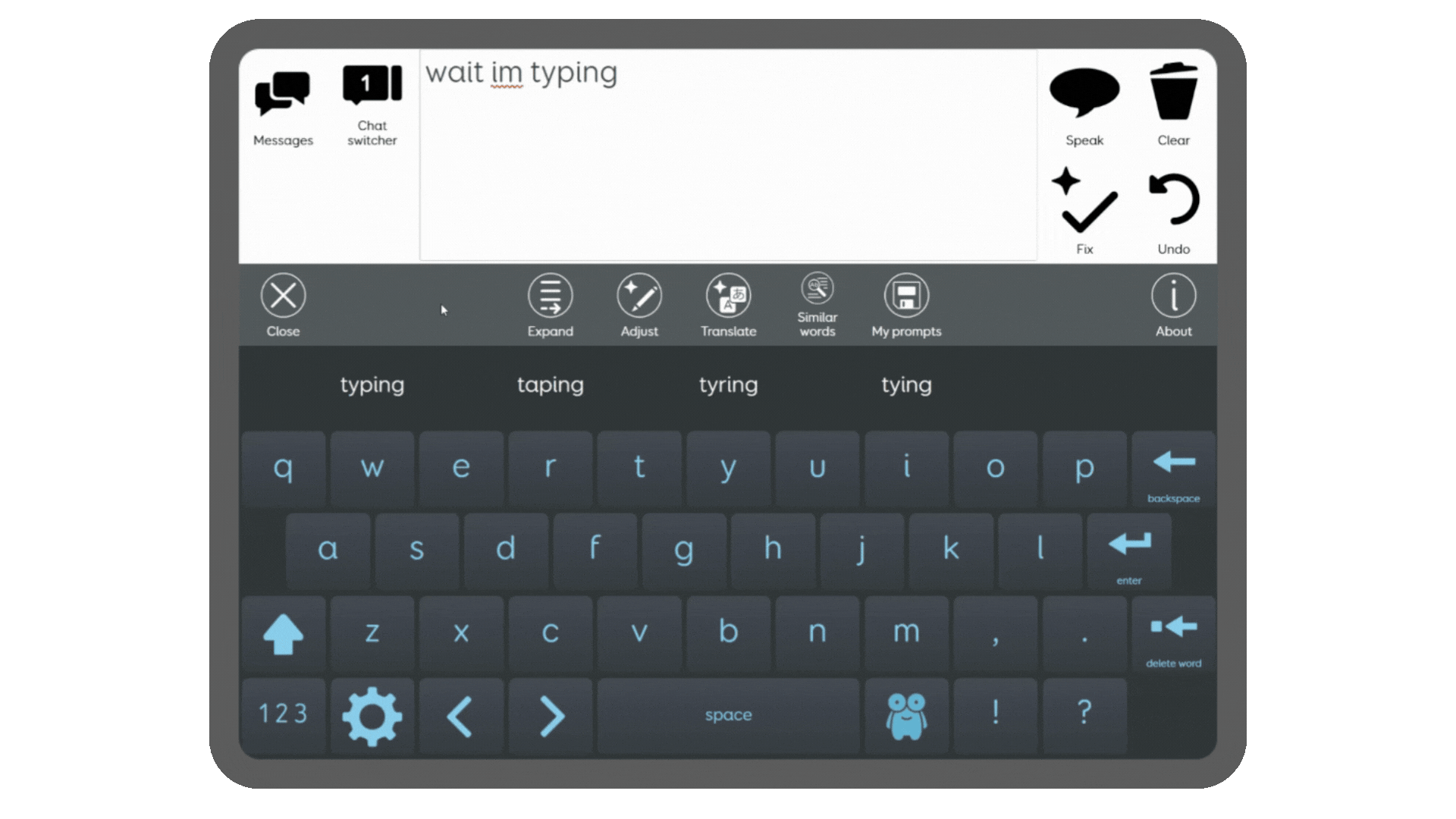 An example of Smart Prompt being used to adjust a sentence