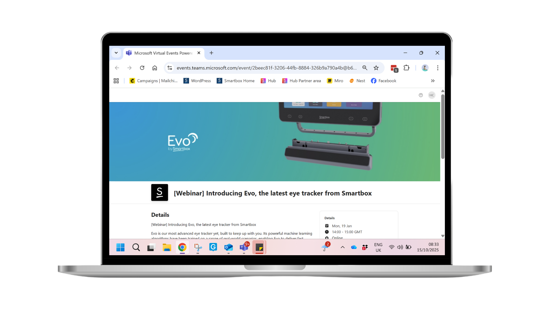 Evo webinar information and sign up web page